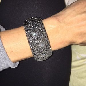 Gunmetal and rhinestone cuff bracelet